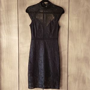 BNWOT High neck black lace midi dress Sz Med